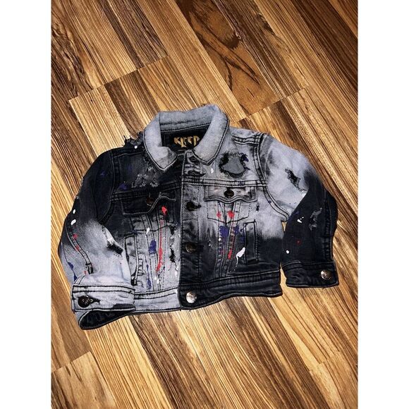 KLEEP Graffiti Denim Jacket Size 2T Kids Toddler - Picture 1 of 8